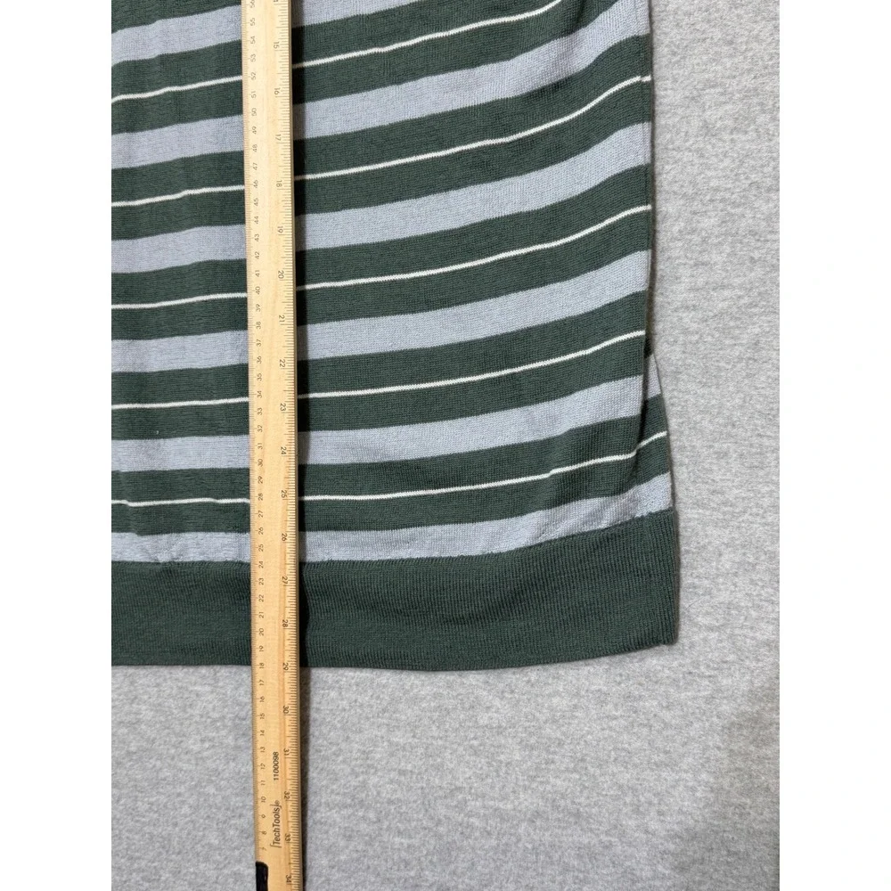 Banana Republic Mens XL Merino Wool Striped Crew Neck Sweater Green Gray 486773